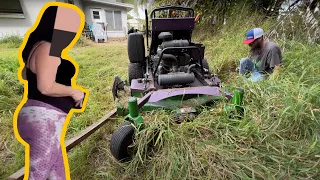 NOBODY would mow this NIGHTMARE of a yard for this KIND lady SO I DID FOR FREE!!! [HEARTWARMING]