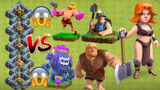 ALL TROOPS VS New CRUSHER / Clash of Clans / Crusher vs All Troops / Crusher vs All Super Troops COC