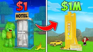 Mikey Family 1$ vs JJ Family 1.000.000$ VACATION in Minecraft (Maizen)