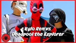 Kid Deadpool the Explorer vs Kylo ren search for Darth vader fun in real life comic SuperHero Kids