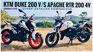 KTM Duke 200 V/s TVS Apache 200 4V BS6 | COMPARISON | Best 200cc bike for Touring and performance