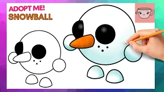 How To Draw Snowball Pet | Roblox - Adopt Me Winter | Cute Drawing Tutorial