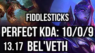 FIDDLESTICKS vs BEL'VETH (JNG) | 10/0/9, 71% winrate, Legendary | NA Master | 13.17