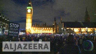 Protests in London as MPs debate Trump's UK visit