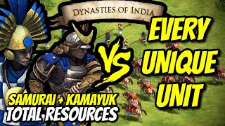 SAMURAI + KAMAYUK vs EVERY UNIQUE UNIT (Total Resources) | AoE II: Definitive Edition