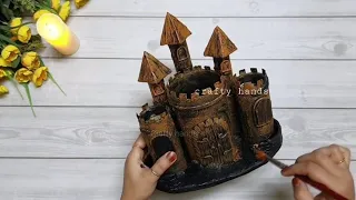Beautiful castle making idea at home from waste materials | Craft ideas |art and craft |crafty hands