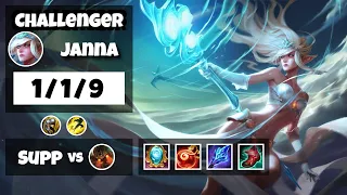 Janna vs Nautilus KOREAN Challenger SUPPORT (1/1/9) - v11.11