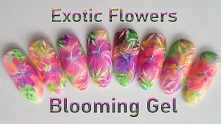 Exotic Flowers Blooming Gel nail art. Best Blooming gel nail designs