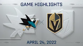 NHL Highlights | Sharks vs. Golden Knights - Apr. 24, 2022