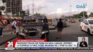 Phaseout deadline para sa mga lumang jeepney, UV express at multicab, inurong ng LTFRB... | 24 Oras