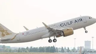 Gulf Air Take off and Landing Crosswind #a320n #gulfairlines
