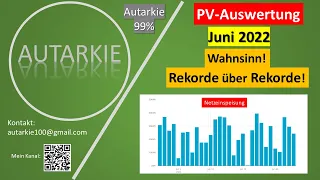 Photovoltaik Auswertung Juni 2022 - Rekorde am laufenden Band!  Autarkie - Folge 169