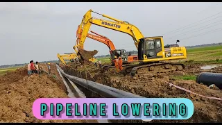 Gas Pipeline section Lowering in Trench With Holiday Test @Pipelines Lowering @gaspipeline