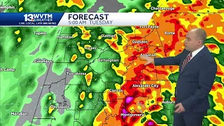 Intense wind gusts, heavy rain across Alabama overnight, and more stormy weather ahead in the for...