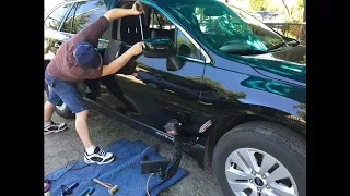 Sharp scratched dent on '16 Subaru Outback door comes out GREAT! 😎PDR in Action!