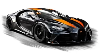 Realistic Car Drawing - BUGATTI CHIRON SUPER SPORT 300+ | drawingpat