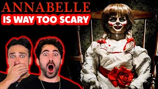 Easily scared man-babies freak out watching "ANNABELLE"