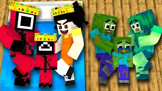 Monster School : Squid Game Parody Poor And Rich Zombie Family  - Sad Story - Minecraft Animation