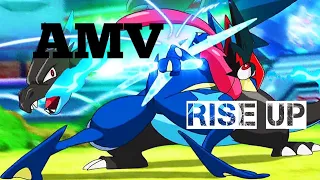 Ash greninja vs Alain Charizard battle [AMV]{Rise up}