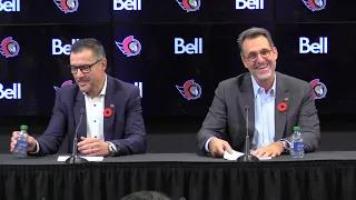 Michael Andlauer and Steve Staios address the media to announce changes to hockey operations