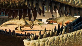 2 Acrocanthosaurus vs 2 Carcharodontosaurus FIGHT in San Diego Arena | Jurassic World Evolution 2