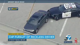 Chase: Man runs across 5 Fwy after CHP PIT maneuver ends wild pursuit
