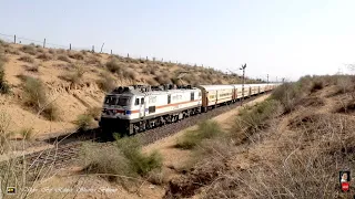 Crossing the two Train 14707 and  16587 in Heavy sand dunes of Great Thar
