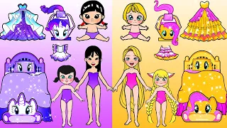 Học Làm Búp Bê Giấy - Rapunzel và Mavis Trang Trí Phòng Ngủ - Câu Chuyện Của Barbie