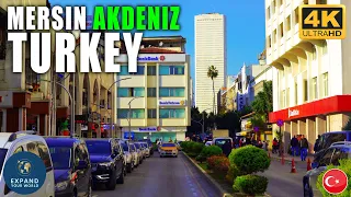 Turkey 4K, Mersin Akdeniz City Center | Walking Tour with Captions and Map!