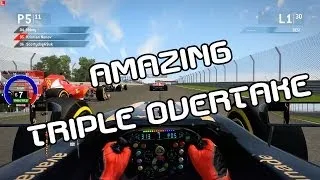 F1 2013 AMAZING Triple Overtake @ Lap 1 [India]