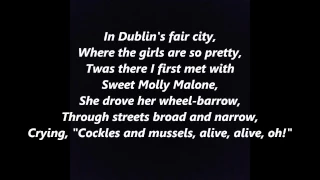 MOLLY MALONE Cockles and Mussels In Dublin's Fair City Ireland IRISH folk song words lyrics text