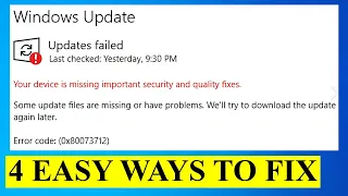 Fix: "Your device is missing important security and quality fixes" Error in Windows Update | 4 WAYS