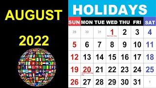 August 2022 Holidays and Observances Around the World