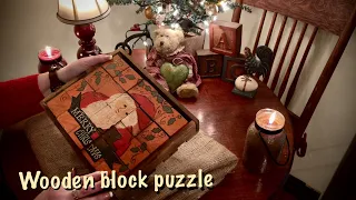 ASMR Wooden Blocks (Soft Spoken) Working on wooden Christmas puzzle.