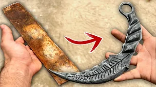 Forging Stunning Damascus Karambit Knife🔥