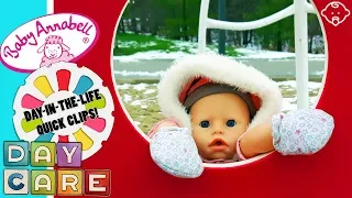 👶 Baby Daycare! QUICK CLIPS! 🎬 Baby Annabell goes sledding at the park and keeps falling asleep!