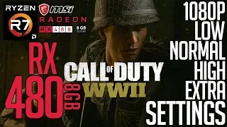 RX 480 on COD WW2! Low-Normal-High-Extra Settings 1080p FPS Benchmark Test!