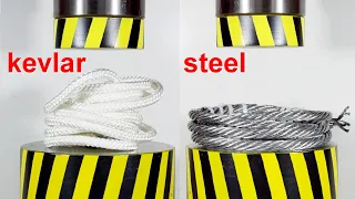 Hydraulic press vs ropes made of different materials  Kevlar vs Steel