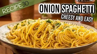 Onion Cheesy spaghetti with Lemon and Parsley