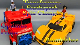 Chuck's Reviews Transformers Earthspark Spin Changer Optimus Prime and Bumblebee