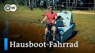 Eine skurrile Erfindung: das Hausboot-Camper-Fahrrad | Euromaxx