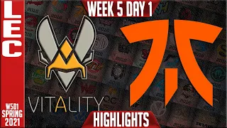 VIT vs FNC Highlights | LEC Spring 2021 W5D1 | Team Vitality vs Fnatic