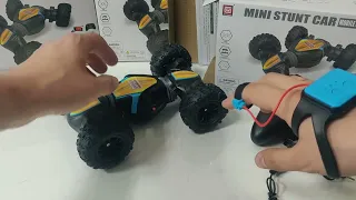 Распаковка, Тест-драйв MINI Stunt Car + пульт, Черный, Радиоуправляемая машинка от движения руки.