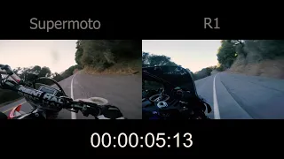 Supermoto VS Sportbike  (side by side comparison)