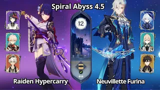 C0 Raiden Hypercarry & C0 Neuvillette Furina - NEW Spiral Abyss 4.5 Floor 12 Genshin Impact