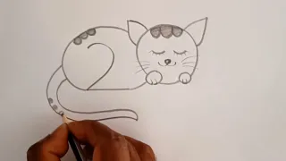 how to draw cat drawing from 200 number || cat drawing easy method@aaravdrawingcreative1112