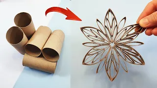 DIY Easy Snowflake from Toilet Paper Roll - Winter Decor Idea #2