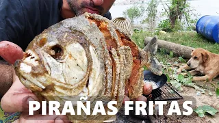 Pesca y Cocina PIRAÑAS Y MOJARRAS FRITAS en LA ISLA, pesca urbana.