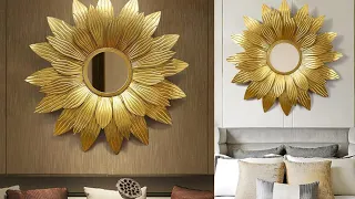 Mirror decor with Gold Leaves || Cardboard Uses || Easy DIY