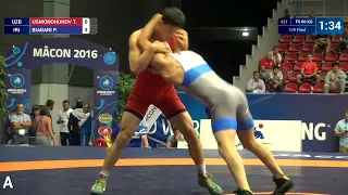 1/4 FS - 60 kg: P. BIABANI (IRI) df. T. USMONOHUNOV (UZB) by TF, 11-0